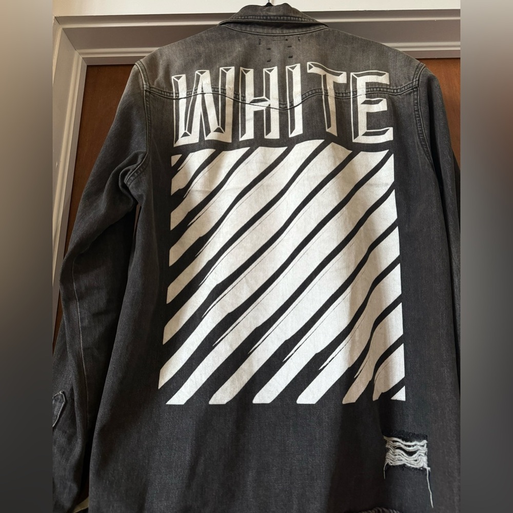 Mens Off-White Black Jean Jacket ~ Logo on the back ~ Size Large